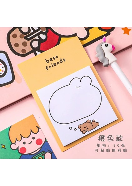 Turuncu Tarzı 30 Yaprak Sevimli Karikatür Ayı Yapışkan Notlar Bloknot Günlüğü Sabit Pullar Karalama Defteri Dekoratif Kawaii N Kez Yapışkan (Yurt Dışından)