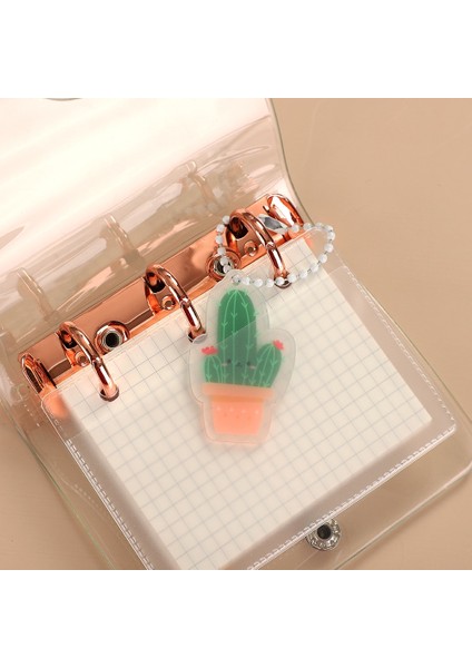 Stili Unutma Mini Sevimli Şeffaf 3 Halka Mini Gevşek Yapraklı Dizüstü Öğrenci Taşınabilir El Kitap Halka Binder Kawaool Malzemeleri Kırtasiye (Yurt Dışından)