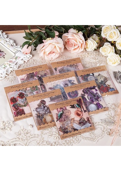 F Stili Dimeets Euro Retro Serisi Malzeme Kağıt Pet Veya Kağıt Ins Yapışkanlı Etiket Dıy Günlük Tutma Eski Kırtasiye Scrapbooking (Yurt Dışından) fiyatları