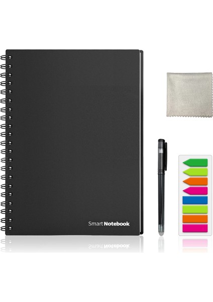 Siyah Stil A5 Newyes A5 Akıllı Yeniden Kullanılabilir Defter Silinebilir Wirebound Defter Bulut Depolama Uygulaması Kağıtsız Su Geçirmez Ciltli Günlüğü Kitap Hediyeler (Yurt Dışından)