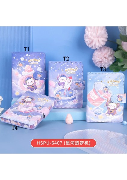 T Rastgele 1 Kitap Stili A6 256 Sayfa Çocuk Şirin Defter Renkli Sayfa Illüstrasyon Manyetik Düğme Yumuşak Deri Günlük Öğrenci Planlayıcı Gündem Not Defteri Kitap (Yurt Dışından)