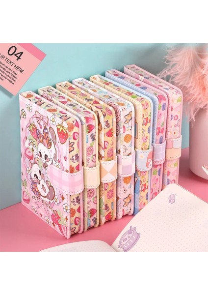 T Rastgele 1 Kitap Stili A6 256 Sayfa Çocuk Şirin Defter Renkli Sayfa Illüstrasyon Manyetik Düğme Yumuşak Deri Günlük Öğrenci Planlayıcı Gündem Not Defteri Kitap (Yurt Dışından)