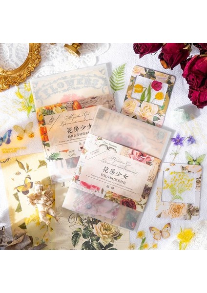 H Tarzı Dimi Ack Çiçek Evi Kız Serisi Vintage Malzeme Kağıt Yaratıcı Dergi Scrapbooking Günlüğü Retro Kolaj Dekorasyon (Yurt Dışından) modelleri