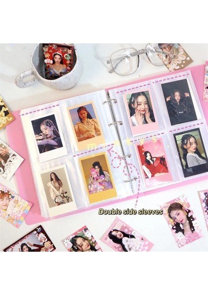Mor Tarzı 25,5 cm x 19,7 cm Mınkys Yeni Kawaii Aşk Kalp Binder Fotoğraf Kartları Çıkartmalar Kitap Toplamak 4 Yüzük Küçük Kartlar Depolama Kitap Iki Yan Kollu Çanta (Yurt Dışından) fırsatları