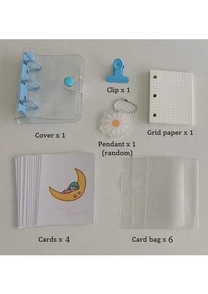 1 Mavi Stili Ayarla 3 Delik Mini Pvc Gevşek Yaprak Günlüğü Yenı Şeffaf Cep Küçük Dergi Gezgin Dizüstü Sevimli Karikatür Dıy Planlayıcısı Seti (Yurt Dışından)
