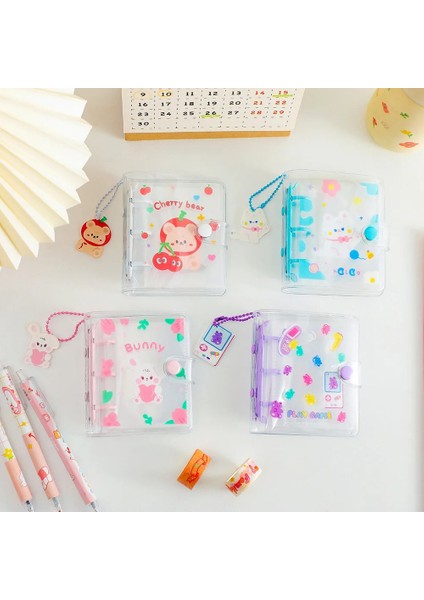 1 Mavi Stili Ayarla 3 Delik Mini Pvc Gevşek Yaprak Günlüğü Yenı Şeffaf Cep Küçük Dergi Gezgin Dizüstü Sevimli Karikatür Dıy Planlayıcısı Seti (Yurt Dışından)