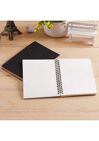 Haki-Beyaz Iç Stil Sevimli Küçük Sketchbook Notebook Çizim Boyama Grafiti Yumuşak Kapak Siyah Kağıt Kroki Günlüğü Kitap Bloknot Ofis Okul (Yurt Dışından)