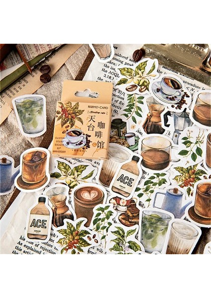 No.2 Tarzı 1 Paket Kawaii Cafe Notebook Etiketler Karikatür Güzel Moda Tema Dergisi Etiketler Okul Ofis Pedleri Kırtasiye (Yurt Dışından)