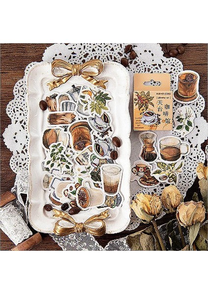 No.2 Tarzı 1 Paket Kawaii Cafe Notebook Etiketler Karikatür Güzel Moda Tema Dergisi Etiketler Okul Ofis Pedleri Kırtasiye (Yurt Dışından)