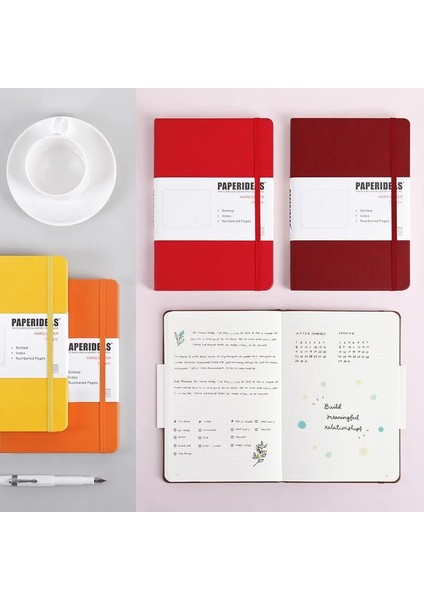 Şarap Kırmızısı Stili Ciltli A5 Bullet Journals Dot Notebook Yaşı 100GSM 5,7x8. Retro Bandaj Şeker Renk Günlüğü Defter Günlüğü Bujo (Yurt Dışından)