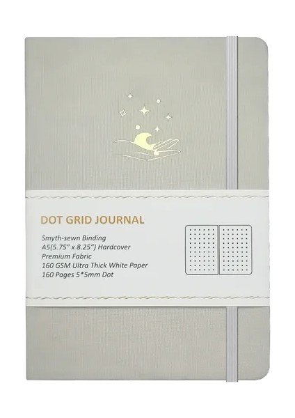 Fildişi Kumaş Stili A5 Özelleştirilebilir 160 Gsm Noktalı Günlük A5 Kalın Beyaz Bambu Kağıt Gsm Noktalı Defter Vegan (Yurt Dışından)