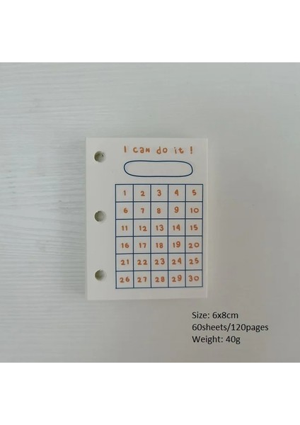 Tarz Yapabilirim 6X8CM Mini Renkli Dolum Levhaları 3 Delikli Gevşek Yapraklı Cep Günlüğü Kağıtların Içinde Izgara Boş 60 Sayfa (Yurt Dışından)