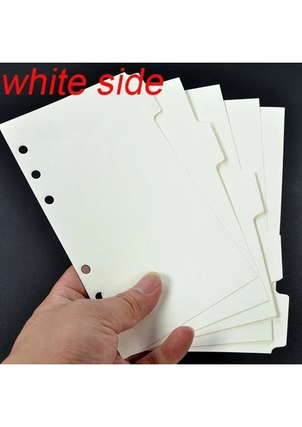 Beyaz Yan Stil A6 6 Delik Planner Journal Bölücüler Üst Sekme A5 A6 A7 B5 A4, Siyah Kraft Beyaz Indeks Ayırıcı Kağıt Panosu (Yurt Dışından)