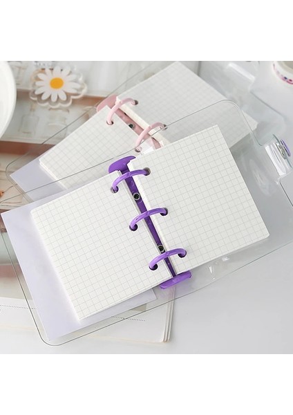 Not Stili Yaratıcı Sevimli Şeffaf 3 Yüzük Mini Gevşek Yaprak El Kitabı Öğrenci Taşınabilir Dizüstü Halka Binder Kawaool Malzemeleri (Yurt Dışından)