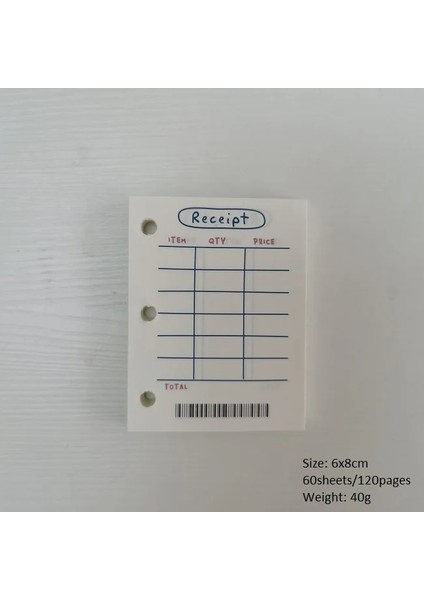 Makbuz Stili 6X8CM Mini Renkli Dolum Levhaları 3 Delikli Gevşek Yapraklı Cep Günlüğü Kağıtların Içinde Izgara Boş 60 Sayfa (Yurt Dışından)