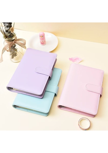 Bir Stil A6 Macaron Renk A5 A6 6 Halka Bağlayıcı Pu Klipsli Defter Deri Gevşek Yaprak Defter Kılıfı Defterler Dergisi Kawaii Kırtasiye (Yurt Dışından)