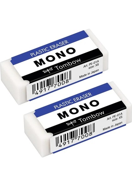 PE-01A 2 Adet Tarzı Xs Beden 2 Adet Tombow Mono Plastik Silgi Tozsuz Xs PE-01A Kauçuk Kağıtlara Zarar Vermeden Izleri Temiz Bir Şekilde Kaldırır Okul Veya Sanat Için Harika (Yurt Dışından)