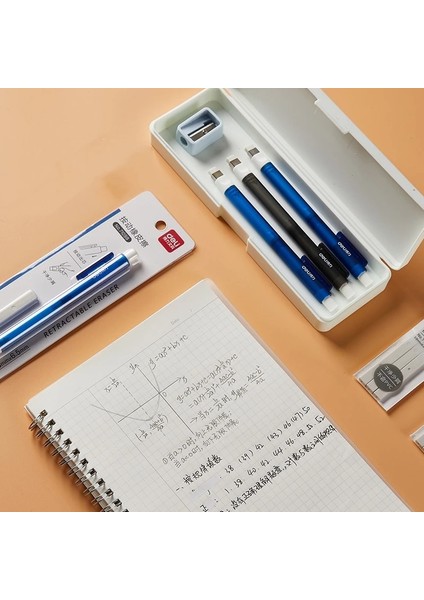 Mavi Set Stili Kalem Düzeltme Ofis Okul Öğrenci Malzemeleri A6813 Için Dolum Klasik Silme Kalem ile Basın Tipi Kauçuk Silgi Seti (Yurt Dışından)