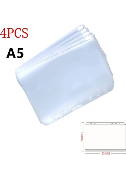 A5 4 Adet Tarzı A5 A6 A7 Dosya Tutucu Standart Şeffaf Pvc Gevşek Yapraklı Kılıf Kendinden Stilli Fermuar Dosyalama Düzenleyici Ürün Bağlayıcı (Yurt Dışından)