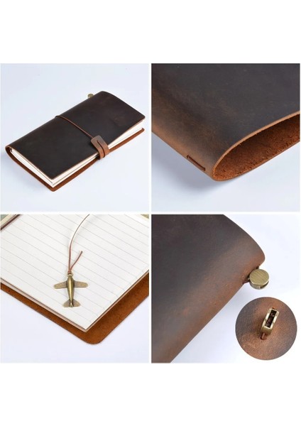 Kahverengi Tarzı Taşınabilir 17.5X11CM Moterm Sıcak Satış 100% Hakiki Deri Defter El Yapımı Vintage Dana Günlüğü Dergisi Sketchbook Planlayıcısı Tn Seyahat Defter Kapağı (Yurt Dışından)