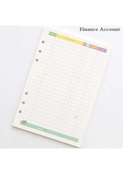 Finans Hesabı Stili A5 A5 A6 Spiral Defter Dolgu Kağıdı Filofax Diario Planlayıcısı Yedek Ofis Aksesuarlarının Iç Sayfaları Binder Kitap Pap (Yurt Dışından)