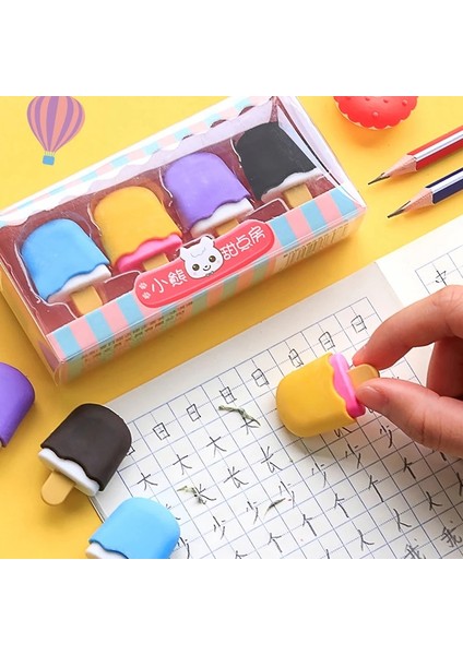 Lolipop Tarzı Ack Lolipop Öğrenciler Için Sevimli Silgi Setleri Mini Renkli Kauçuk Karikatür Kalem Silgi Çocuklar Için Okul Ofis Malzemeleri Yeni (Yurt Dışından)