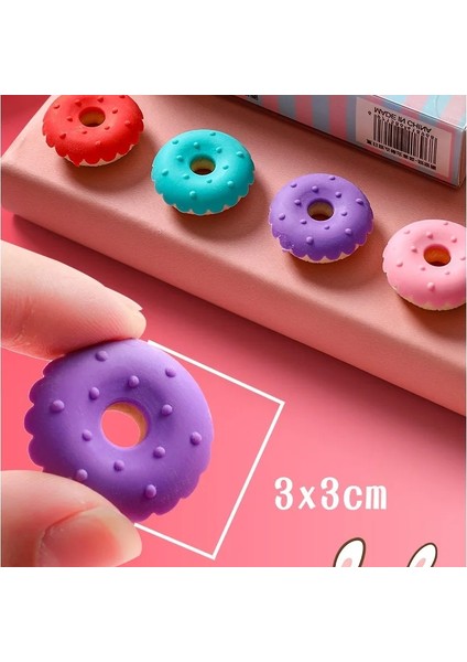 Lolipop Set Stili 4 Adet Nefis Tatlı Silgi Seti Mini Lolipop Dondurma Donuts Çocuklar Için Kauçuk Kalem Silgi Okul Öğrenci Ödülü E6774 (Yurt Dışından)