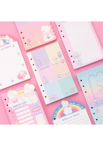45 Adet-05 Tarzı 45 Yaprak Set A6 Defter Kağıdı Dolum 6 Delikli Spiral Bağlayıcı Kawaii Tavşan Ayı Indeksi Sayfa Içi Günlük Aylık Haftalık Gündem (Yurt Dışından)