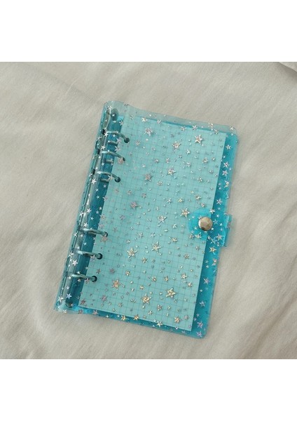 Mavi Yıldız Stili A6 A6 Glitter Defter 6 Yüzük Bağlayıcı Gevşek Yaprak Şeffaf Dosya Klasörü Planlayıcısı Kawaii Kırtasiye Dergisi Defter Ofis Malzemeleri (Yurt Dışından)