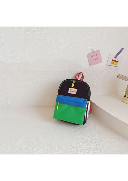 Çocuk Hafif Kontrast Renkli Küçük Sırt Çantası Bebek Okul Keten Sırt Çantası (Yurt Dışından)