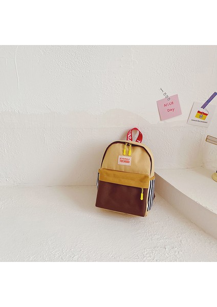 Çocuk Hafif Kontrast Renkli Küçük Sırt Çantası Bebek Okul Keten Sırt Çantası (Yurt Dışından)