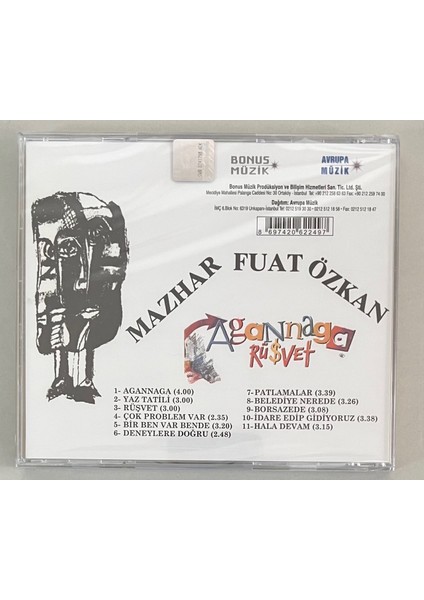 Mazhar Fuat Özkan Agannaga Rüşvet CD (Jelatininde Sıfır Orjinal Dönem Baskı Cd)