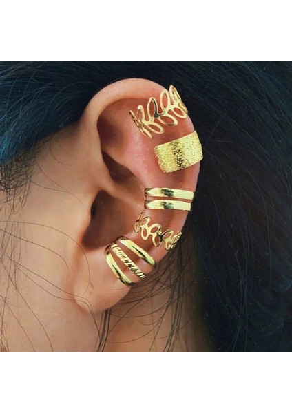 FKYSJ30049-52167 Basit C Sahte Piercing Kulak Manşetleri Kadın Erkek Kelebek Yıldız Yaprak Olmayan Delici Klip Küpe Kulak Üzerinde Klip Moda Takı (Yurt Dışından)