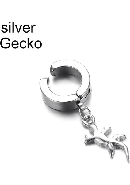 Gümüş-Gecko 1 Adet Erkek Kadın Moda Paslanmaz Çelik Çapraz Şekilli Çember Klipsi Kulak Manşet Küpe Olmayan Piercing (Yurt Dışından)