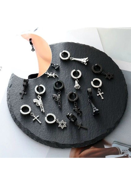 Gümüş-Gecko 1 Adet Erkek Kadın Moda Paslanmaz Çelik Çapraz Şekilli Çember Klipsi Kulak Manşet Küpe Olmayan Piercing (Yurt Dışından) fiyatları