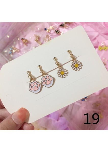 No.19 Boyutu 2 Pairsset Kore Tarzı Çocuklar Kulak Klipsi Güzel Karikatür Hayvan Bebek Kulak Klipsi Hiçbir Piercing Küpe Küpe Bebek Kız Çocuklar Için (Yurt Dışından)