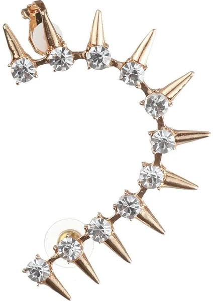 Bir Altın Moda Kristal Küpe Punk Perçin Kulak Manşet Klip Trendy Kakma Rhinestones Alaşım Earuffs Gotik Parti Takı Klip Küpe (Yurt Dışından)