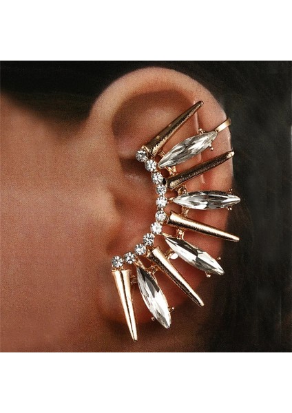 Bir Altın Moda Kristal Küpe Punk Perçin Kulak Manşet Klip Trendy Kakma Rhinestones Alaşım Earuffs Gotik Parti Takı Klip Küpe (Yurt Dışından) fiyatları