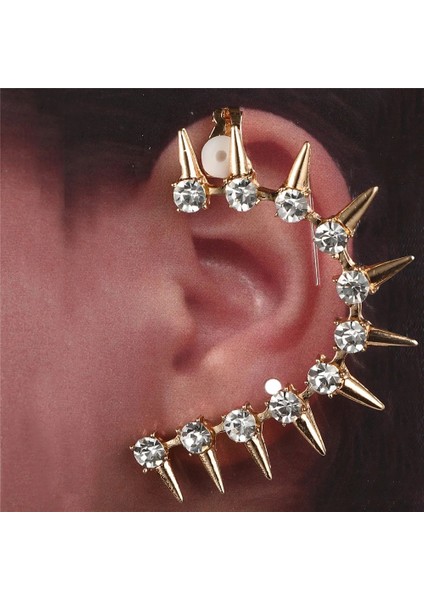 Bir Altın Moda Kristal Küpe Punk Perçin Kulak Manşet Klip Trendy Kakma Rhinestones Alaşım Earuffs Gotik Parti Takı Klip Küpe (Yurt Dışından) modelleri