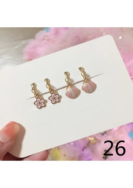No.26 Boyutu 2 Pairsset Kore Tarzı Çocuklar Kulak Klipsi Güzel Karikatür Hayvan Bebek Kulak Klipsi Hiçbir Piercing Küpe Küpe Bebek Kız Çocuklar Için (Yurt Dışından)