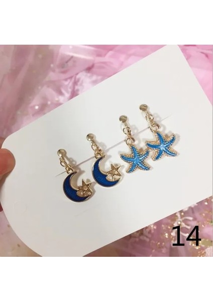 No.14 Boyutu 2 Pairsset Kore Tarzı Çocuklar Kulak Klipsi Güzel Karikatür Hayvan Bebek Kulak Klipsi Hiçbir Piercing Küpe Küpe Bebek Kız Çocuklar Için (Yurt Dışından)