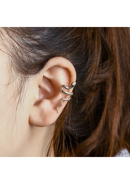 Bordo 1 Adet Yılan Küpe Klipleri Piercing Olmadan Punk Olmayan Deldi Klip Küpe Kulak Manşetleri Kadın Erkek Siyah Sahte Piercing Takı (Yurt Dışından) modelleri