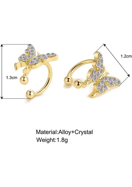 NO.64388 Boyutu Wukalo Parlak Zirkon Kelebek Küpe Olmadan Kadınlar Için Piercing Küpe Moda Kulak Klipsi Küpe Gelin Düğün Takısı (Yurt Dışından)