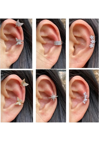 K 1 Adet Helix Kıkırdak Kabuklu Sahte Piercing Olmadan Kulak Manşetleri Earuff Wrap Kaya Küpe Manşet Hiçbir Piercing Kadın Klip Ayarlanabilir (Yurt Dışından) fiyatları