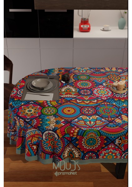 Anatolia 10 Desenli Süet Kumaş Dertsiz Oval Masa Örtüsü