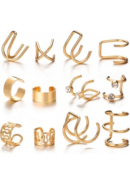 FKYSJ30049-5299901 Basit C Sahte Piercing Kulak Manşetleri Kadın Erkek Kelebek Yıldız Yaprak Olmayan Delici Klip Küpe Kulak Üzerinde Klip Moda Takı (Yurt Dışından)
