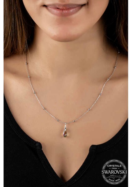 Swarovski Crystal Taşlı Ametist Top Zincir Gümüş Kadın Kolye modelleri