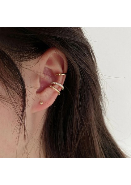 EH-346G Vnox Moda Altın Renk Zincir Klip Küpe Kadınlar Için Piercing Olmadan, Puck Vintage Tatil Sokak Kulak Kemik Aksesuarı (Yurt Dışından)