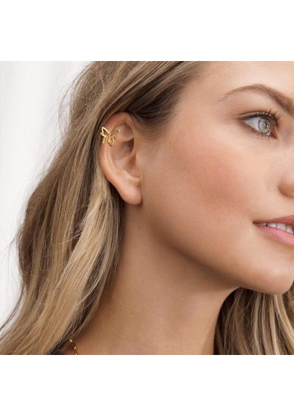 EH-346G Vnox Moda Altın Renk Zincir Klip Küpe Kadınlar Için Piercing Olmadan, Puck Vintage Tatil Sokak Kulak Kemik Aksesuarı (Yurt Dışından)
