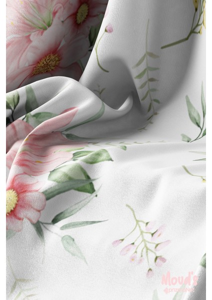 Açık Pembe Çiçek Desenli Süet Dertsiz Masa Örtüsü modelleri